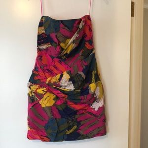 NWT TIBI silk strapless dress built in bra strap